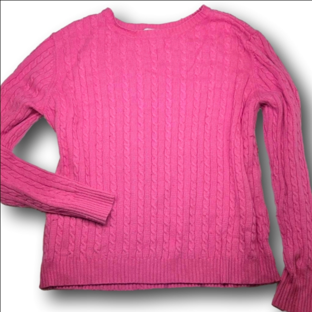 Women's Covington Pink Cable Knit Crew Neck Sweater XL